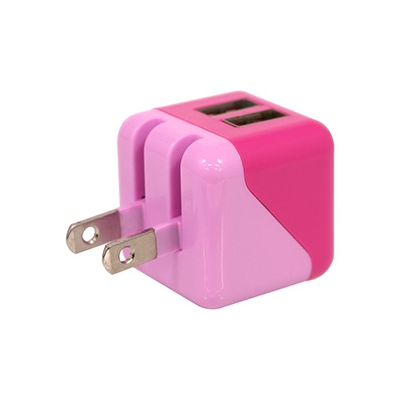 藤本電業 AC充電器 《COLOCORO》 USB2ポート 最大合計2.1A ピンク&ライトピンク  CA-04PK/LPK 画像2