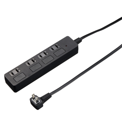 YAZAWA(ヤザワ) 雷ガード付フラットスイッチ4個口2m 黒 H8FS442BK