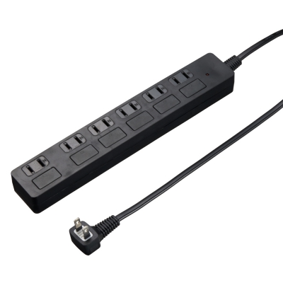YAZAWA(ヤザワ) 雷ガード付フラットスイッチ6個口2m 黒 H8FS662BK