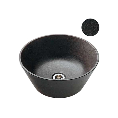 カクダイ 手水鉢 サイズφ350×150mm 排水金具付 ゴム栓なし 砂鉄  624-942