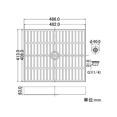 水栓柱パン 屋外用 サイズ486×413mm 排水目皿付 624-952 - LED電球