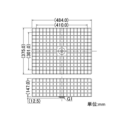 カクダイ 水栓柱パン 屋外用 サイズ484×375mm 排水金具付 ゴム栓なし タイル張り・白  624-970 画像2