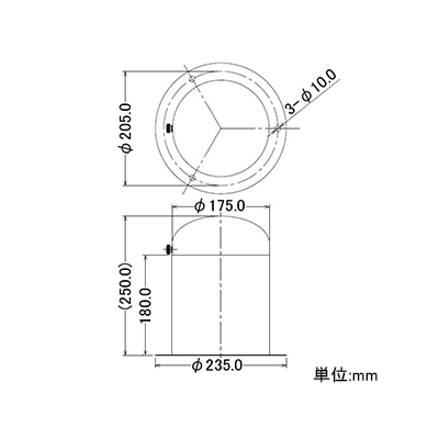 カクダイ 立型散水栓ボックス 呼13・20散水栓用 サイズ250×φ235mm 底板・くさり付 水栓金具別売  626-138 画像2