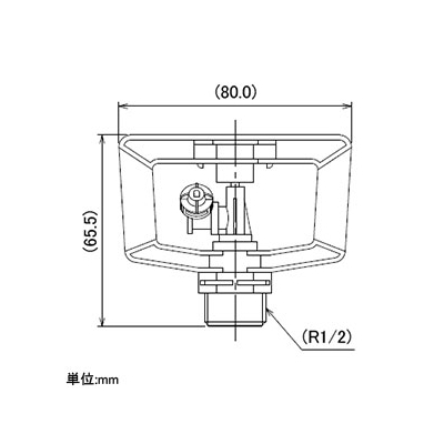 カクダイ スプリンクラー 小型タイプ 取付ネジR1/2 散水角360° 仰角調節付  546-047-13 画像3