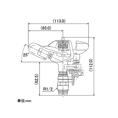 カクダイ スプリンクラー 全回転・部分回転兼用 取付ネジR1/2 ノズル口径3.9mm 拡散ピン付  5473-13 画像2