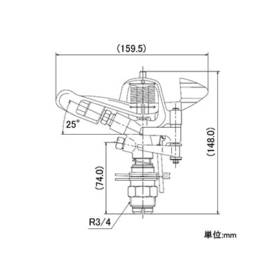 カクダイ スプリンクラー 二連双孔式 全回転・部分回転兼用 取付ネジR3/4 ノズル口径4.7×2.3mm 拡散ピン付  5477-20 画像2