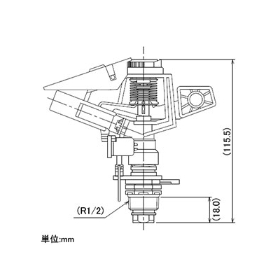 カクダイ スプリンクラー 全回転・部分回転兼用 取付ネジR1/2 ノズル口径4mm 仰角調節機能付  5470-13 画像2