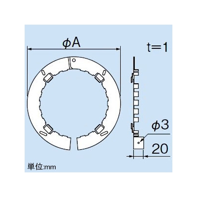 因幡電工 止水アダプター 耐火NX用 適合止水スリーブ外径125～131mm 防火区画貫通部材 耐火キャップNX 《ファイヤープロシリーズ》  IRC-S125 画像2