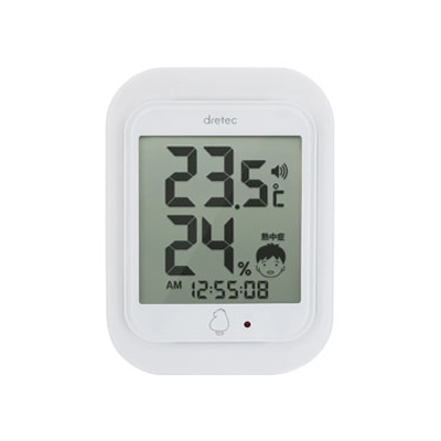 ドリテック デジタル温湿度計 《ルーモ》 熱中症警告アラーム・ランプ付 ホワイト  O-293WT