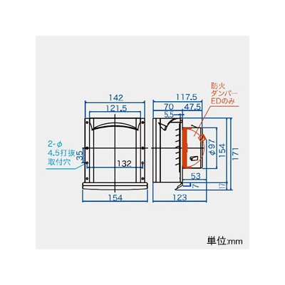 高須産業 パイプフード 角形 φ100mmパイプ用 外風対策品  GFP-100E 画像2