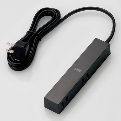 ELECOM(エレコム) デザインタップ 《root》 側面差込口タイプ 2P・4個口 2P・L字型プラグ ほこり防止シャッター付 コード長1.5m ブラック  AVT-D3-2415BK