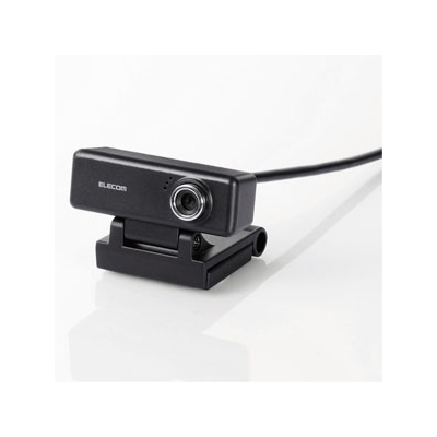 ELECOM(エレコム) Webカメラ 200万画素 高画質HD対応 一発接続タイプ 内蔵マイク搭載・イヤホンマイク付 UCAM-C520FEBK
