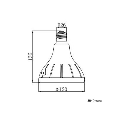 ニッケンハードウエア LED電球 《ViewLamp》 バラストレス水銀ランプ160W形 縦型看板用 狭角40° 電球色 E26口金 アイボリー  VLE26NR-W 画像2