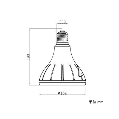 ニッケンハードウエア LED電球 《ViewLamp》 バラストレス水銀ランプ300W形 縦型看板用 狭角40° 電球色 E39口金 ブラック  VLE39NR-W/BK 画像2