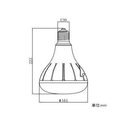 ニッケンハードウエア LED電球 《ViewLamp》 バラストレス水銀ランプ300W形 横型看板用 広角120° 昼光色 E39口金 ブラック  VLE39WD-C/BK 画像2