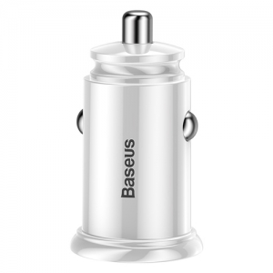 BASEUS(ベースアス) カーチャージャー 丸型 30W USB2ポート 急速充電対応 ホワイト  DCCALL-YD02