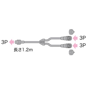 ジェフコム Y型分岐コード 3P SJ-NHシリーズ用 長さ1.2m SJ-NH06-Y12-3P