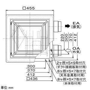 三菱 ダクト用ロスナイ 天井埋込形 フラットインテリアタイプ 埋込穴□395mm  VL-130ZS3 画像2