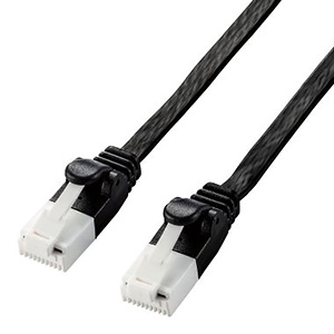 ELECOM LANケーブル フラットタイプ CAT6A準拠 ヨリ線 ツメ折れ防止タイプ 長さ5m ブラック LD-GFAT/BK50