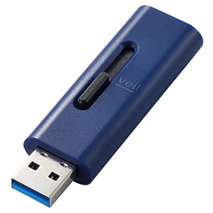 ELECOM スライド式USBメモリー USB3.2Gen1対応 16GB ブルー  MF-SLU3016GBU