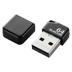 ELECOM キャップ式小型USBメモリ USB2.0対応 64GB ブラック  MF-SU2B64GBK