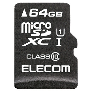 ELECOM microSDXCカード 64GB 防水性能IPX7 UHS-I U1対応 データ復旧サービス付  MF-MSD064GC10R