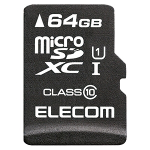 ELECOM microSDXCカード 64GB 防水性能IPX7 UHS-I U1対応 データ復旧サービス付 MF-MSD064GC10R