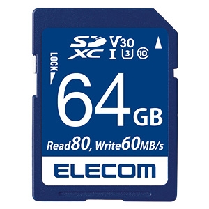 ELECOM SDXCカード 64GB UHS-I U3・V30対応 データ復旧サービス付 MF-FS064GU13V3R