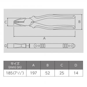 フジ矢 電工強力ペンチ(エラストマー・カバー付)  265HGK-185 画像6