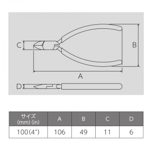 フジ矢 マイクロニッパ(樹脂カバー付)  101BS-100 画像5