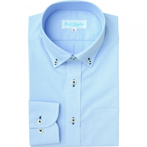 アイトス 長袖ボタンダウンシャツ サックス L AZ10579663LL