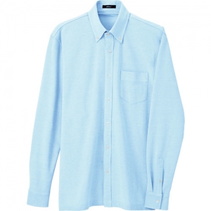 アイトス 長袖ニットボタンダウンシャツ(男女兼用) サックス 5L AZ10583070LL