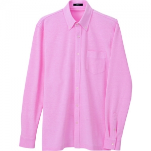 アイトス 長袖ニットボタンダウンシャツ(男女兼用) ピンク 4L AZ10583087LL