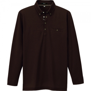 アイトス 部屋干しボタンダウン長袖ポロシャツ(男女兼用) ブラウン 3L AZ10582677LL
