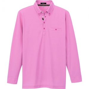 アイトス 部屋干しボタンダウン長袖ポロシャツ(男女兼用) ピンク L AZ10582688LL
