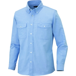 アイトス メンズ長袖オックスボタンダウンシャツ(両ポケットフラップ付き) サックス LL AZ10583300LL