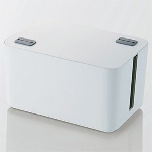 ELECOM(エレコム) 燃えにくいケーブルボックス 4個口電源タップ用 ホワイト  EKC-BOX002WH