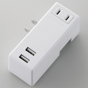 ELECOM(エレコム) モバイルUSBタップ 横向きタイプ USB-A×2ポート ACコンセント×1個口 急速充電対応  MOT-U04-2122WH