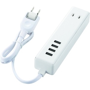 ELECOM(エレコム) モバイルUSBタップ ケーブルタイプ USB-A×4ポート ACコンセント×2個口 ほこり防止シャッター付 コード長0.6m  MOT-U11-2406WH