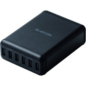 ELECOM(エレコム) AC充電器 ACケーブル付属タイプ 高出力・急速充電タイプ 合計最大出力60W USB-A×6ポート ケーブル長1.5m ブラック MPA-ACD03BK