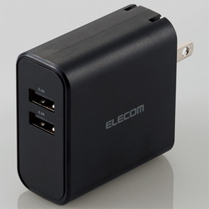 ELECOM AC充電器 高出力タイプ 合計最大出力4.8A USB-A×2ポート ブラック  MPA-ACU05BK