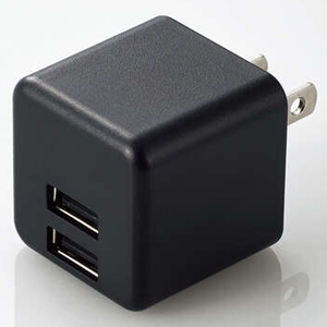 ELECOM AC充電器 コンパクトタイプ 高出力・急速充電タイプ 合計最大出力2.4A USB-A×2ポート ブラック  MPA-ACU11BK
