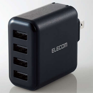 ELECOM AC充電器 高出力・急速充電タイプ 合計最大出力4.8A USB-A×4ポート ブラック  MPA-ACU13BK