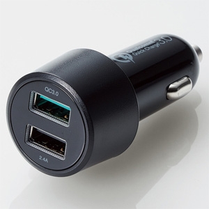 ELECOM(エレコム) 車載充電器 QuickCharge3.0対応 激速充電タイプ 合計最大出力30W USB-A×2ポート MPA-CCUQ04BK
