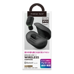 PGA BluetoothR 5.0搭載 片耳ワイヤレスイヤホン 充電ケース付 ブラック  PG-BTE13BC1BK 画像2