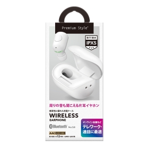 PGA BluetoothR 5.0搭載 片耳ワイヤレスイヤホン 充電ケース付 ホワイト  PG-BTE13BC2WH 画像2