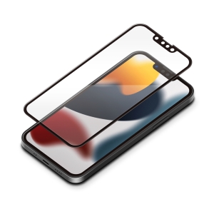 PGA iPhone 13 mini用 液晶全面保護ガラス ブルーライト低減/光沢 PG-21JGL05FBL