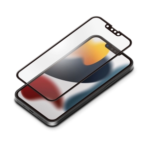PGA iPhone 13 mini用 液晶全面保護ガラス ブルーライト低減/アンチグレア PG-21JGL06FBL