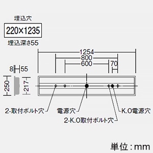 DAIKO LED長形ベースライト 40形 埋込形 幅220mm 一般用 2000lmクラス FLR40形×1灯相当 非調光 昼白色  LZB-92589XW+LZA-92819W 画像2