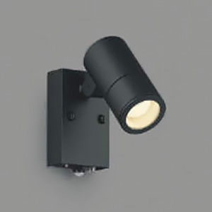 コイズミ照明 LEDスポットライト 防雨型 白熱球60W相当 散光配光 非調光 電球色 タイマー付人感センサ付 ランプ付 サテンブラック  AU54113